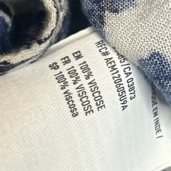 American Eagle NEW Blue White Boho Floral Bell Sleeve Cottagecore Tie Top S - Picture 8 of 8